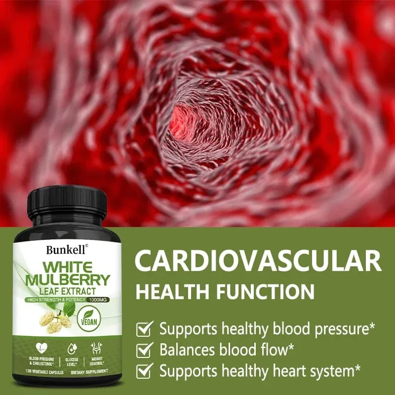 White Mulberry Leaf Extract 1000mg - 120 Capsules White Mulberry Leaf Non-GMO Gluten-Free Supplement High Strength & Potency