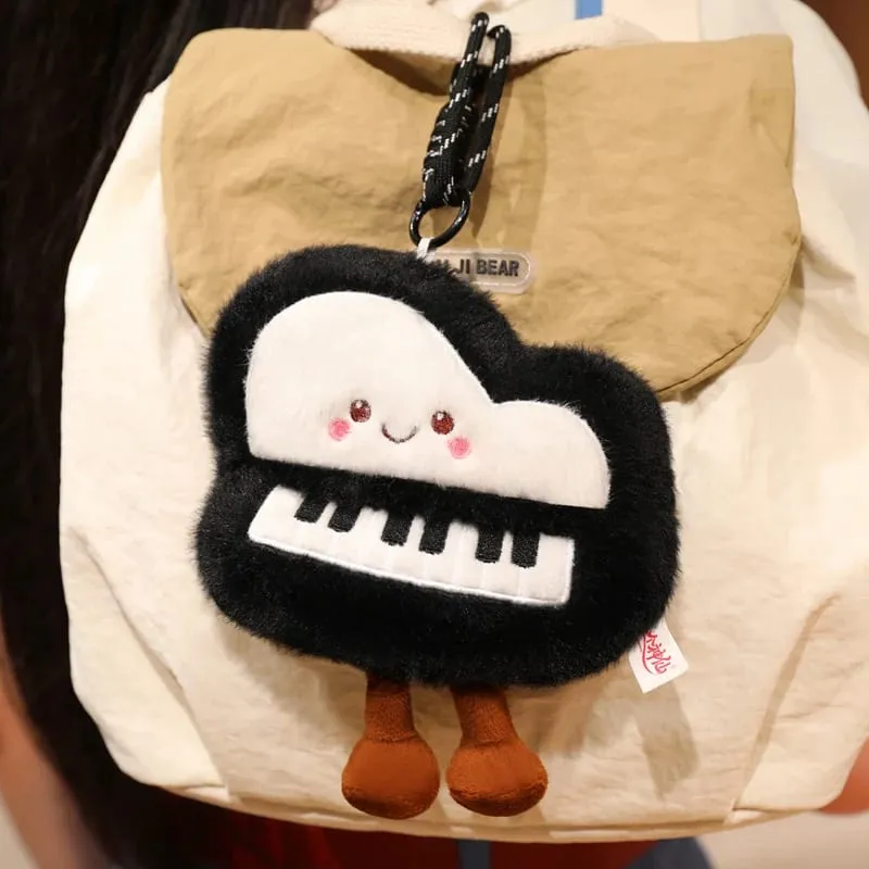 14/16cm Black Piano & White Air Conditioner Plush Pendant Stuffed Humanoid Musical Instrument Keyring Decor for Bag Gift