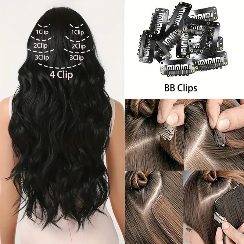 7pcs/set 24 Inch Synthetic Long Curly Wavy Hair Extensions 16 Clips In Hairpieces Synthetic Fiber Wave Hair Extensions for Women