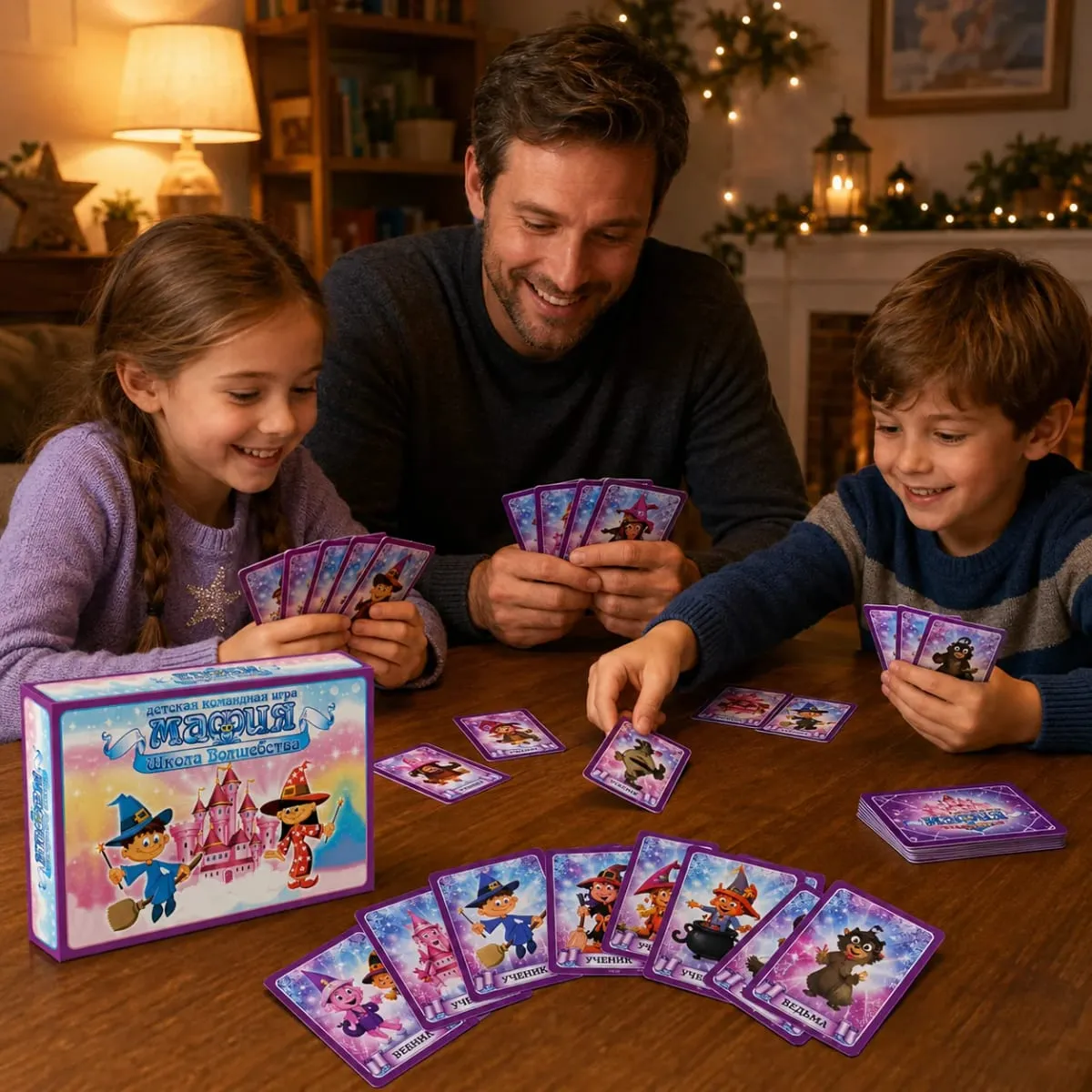 Magic School Mafia Kids Team Card Game Wizard Roleplay Social Deduction Family Party Russian Version
