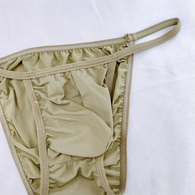 Ice Silk Briefs Men Underwear Solid Color Male Underpants Ultra-Thin Seamless Panties Thin Belt Low Waist