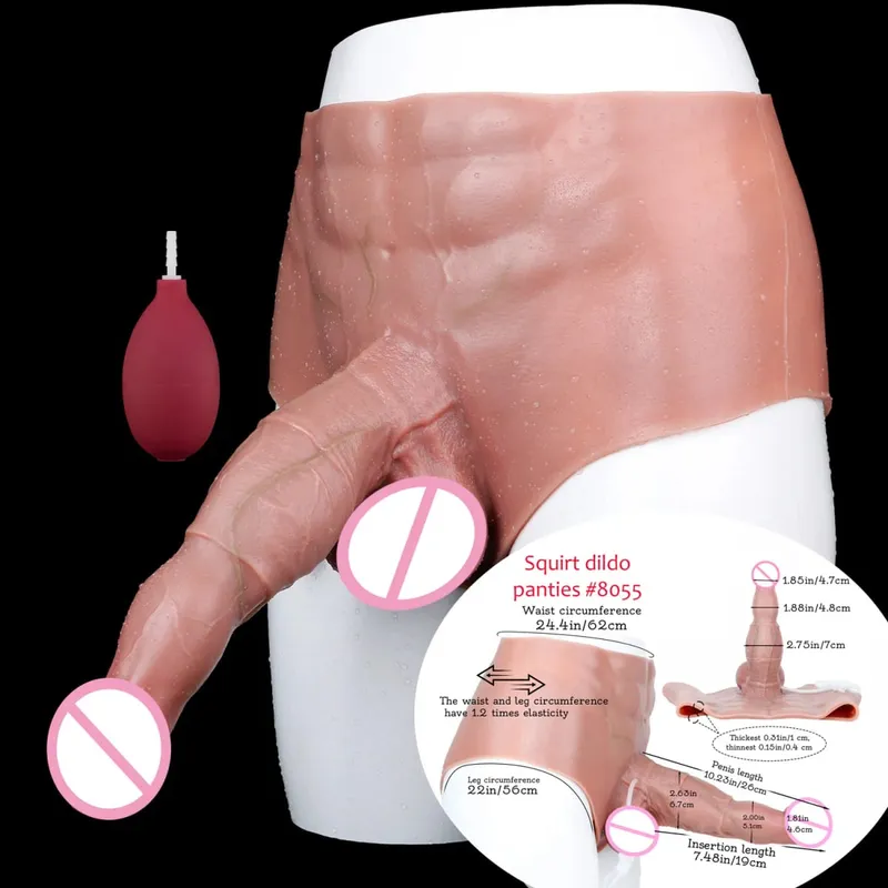 Black Nude Strapon Big Realistic Ejaculation Dildo Silicone Squirting Panties With Simulated Solid Penis Sex Toy For Women — image 54
