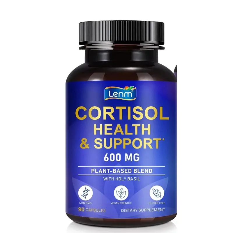 Lenm Cortisol สนับสนุนสุขภาพแคปซูล Ashwagandha Rhodiola Holy Basil L-Theanine สำหรับความเครียด Balance & ผ่อนคลายผู้ใหญ่ 90 นับ