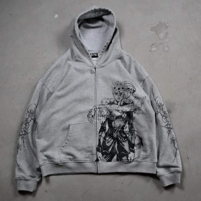 Harajuku Jojo Bizarre Adventure толстовки на молнии большого размера мужская женская толстовка на молнии хип-хоп пары Y2k уличная толстовка
