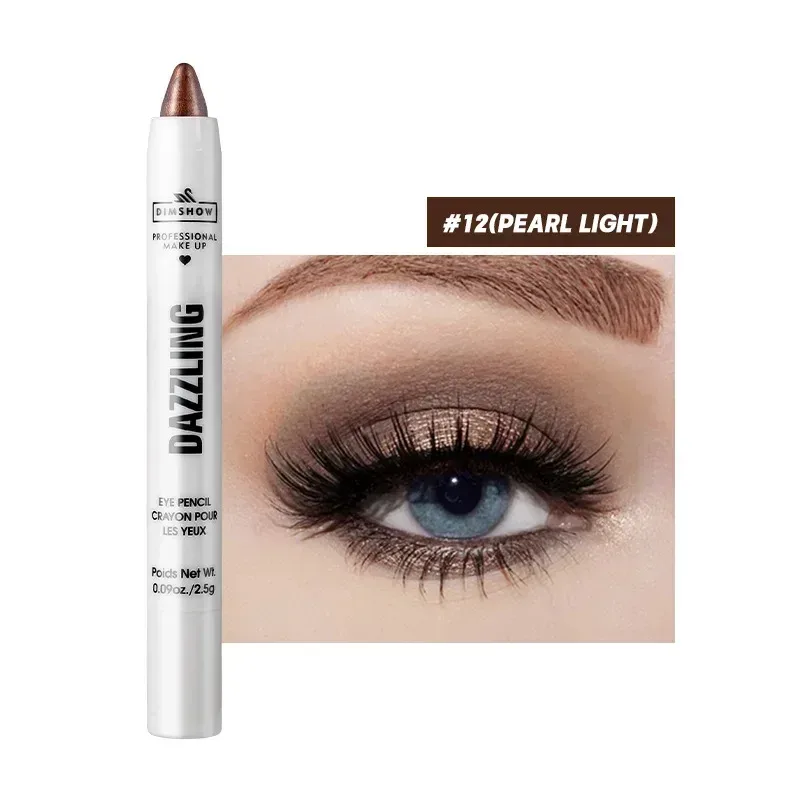 12 Colors Pearlescent Eyeshadow Pencil Waterproof Long Lasting Glitter Shimmer Eye Shadow Pen Eyeliner Stick Eyes Makeup Tools