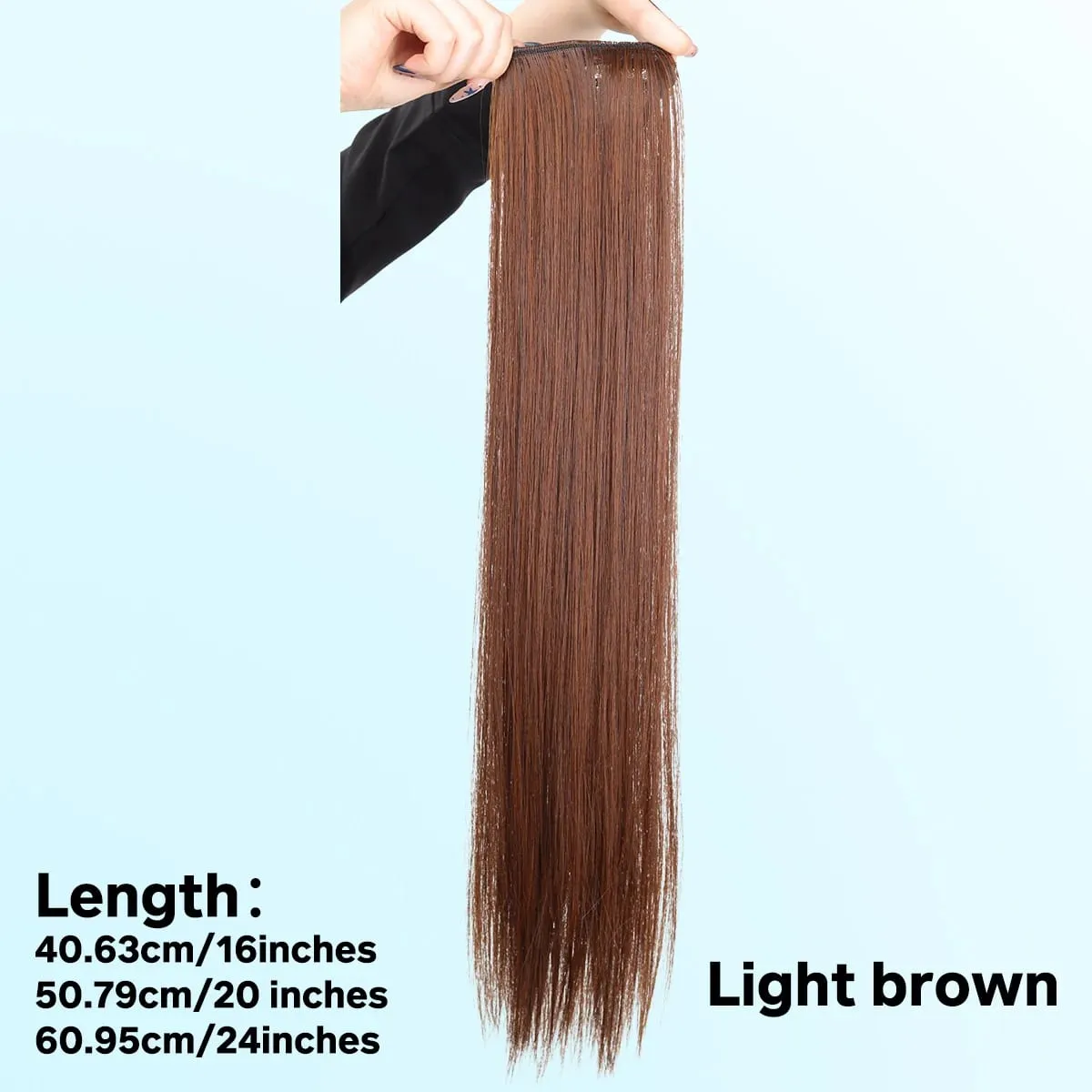 1pcs สังเคราะห์ 16 "20" 24 "คลิปต่อผมชิ้นวิกผมผู้หญิงน้ำหนักเบา TOP เปลี่ยนผมยาวตรง — image 7