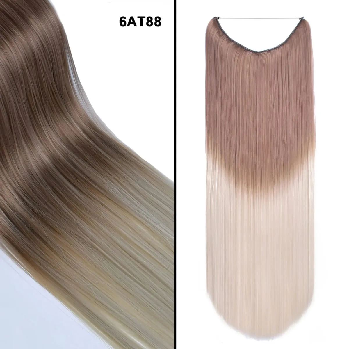 Jeedou Wavy Hair Extension Elasticity Invisible Wire Fish Line One Piece No Clips Synthetic Hairpieces Ombre Color For Ladies