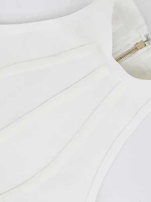 Sexig Sommar Elegant Klänning Elastisk Vit Solid Stretched Empire Bodycon Klänning 2024 Dammode Festklänning XL Partihandel
