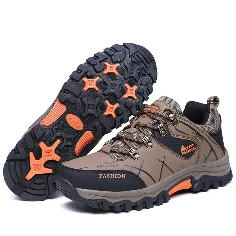 New men's sports hiking shoes 2024 men's anti slip training shoes leather outdoor men's oversized autumn hiking Jogging shoes