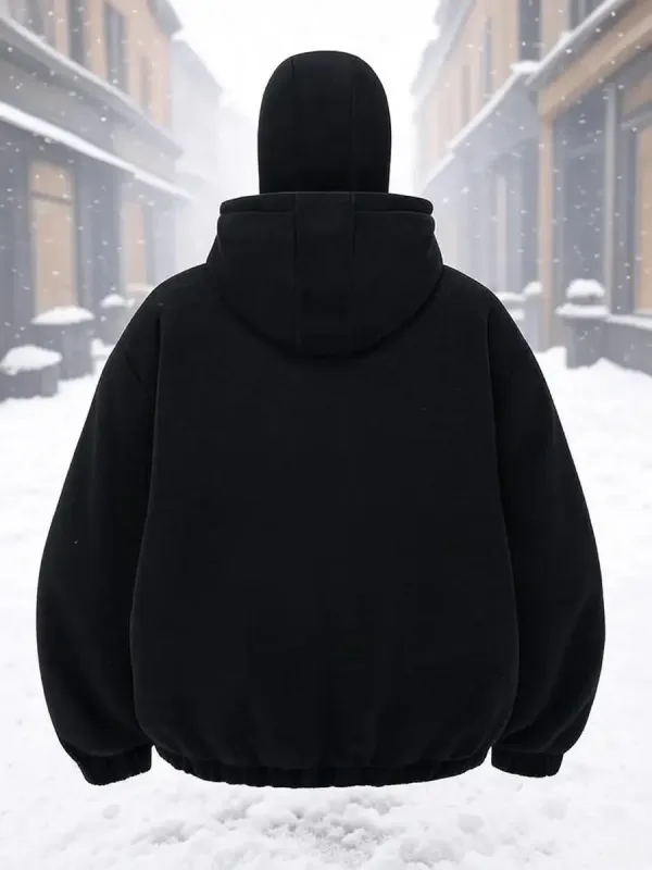 Hip Hop Face Cover Moletom Unissex Solto Preto Zip Up Moletom Design Impresso com Bandeira da Águia