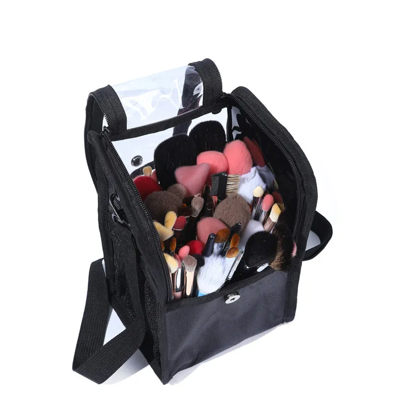 Makeup Brush Case Organizer Makeup Brushes Holder Stand-up Artist Cosmetic Storage Bag with Strap Dust-proof Makeup Tools Case — image 4