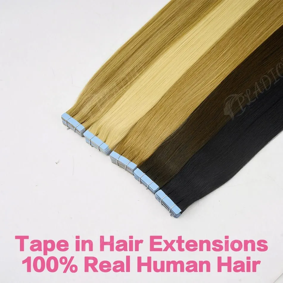 20 40 60 pezzi Nastro nelle estensioni dei capelli 100% capelli umani lisci 14-22 pollici Colore n. 4 Aggiungi volume Estendi la lunghezza per le donne