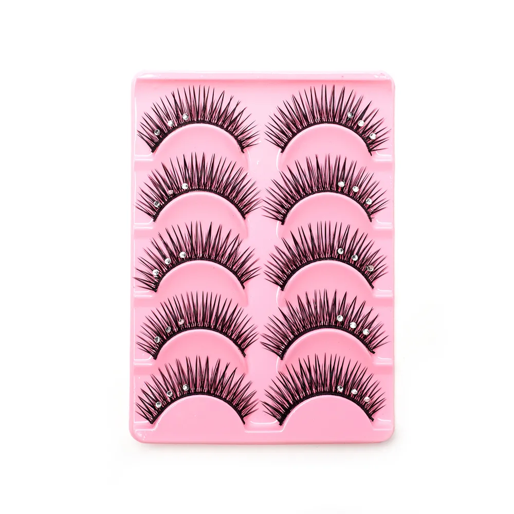 5 Pairs Makeup Diamond False Eyelashes Set Show Catwalk Party Shinny Eye Lashes Handmade Eyelash Shinning Cosmetics