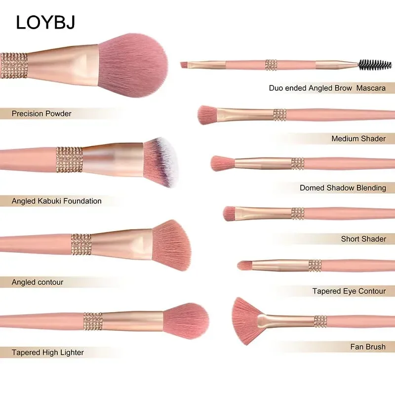 10pcs Diamond Makeup Brushes Set Cosmetics Blending Tool Powder Foundation Blush Highlight Eyeshadow Eyebrow Eyelash Brush — image 3