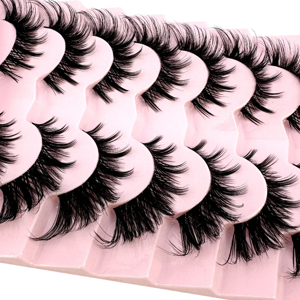 7/8PairsCat Eye Eyelashes manga Lashes 3D Clear Band Lashes naturalHalf Lashes End Eye Elongated Mink Eyelashes Fluffy Eyelashes — image 2