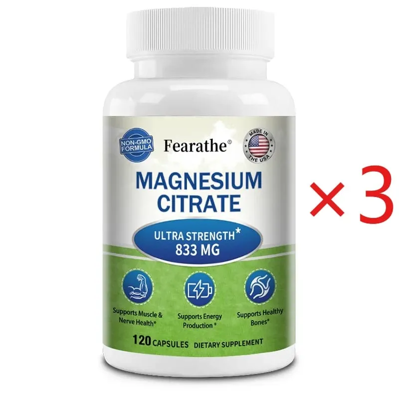 Cápsulas de citrato de magnesio Ayuda nutricional altamente absorbible Relajación Sueño Hueso Corazón Nervio Músculo y metabolismo