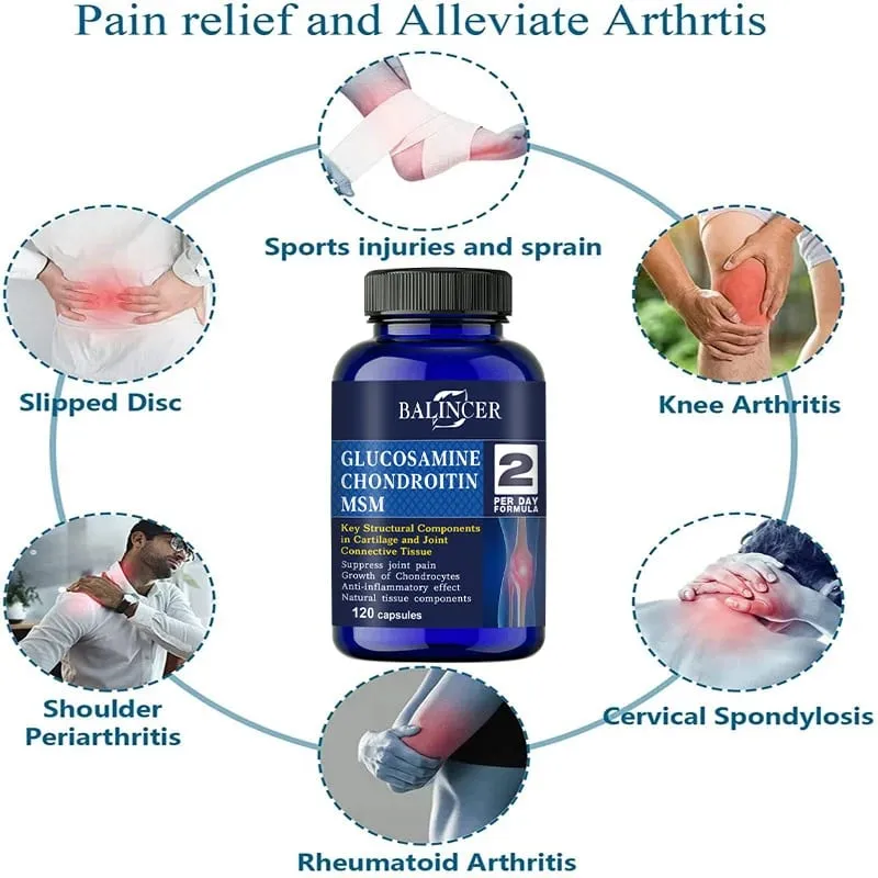 Glucosamine Chondroitin MSM - for Joint and Knee Health Immune System Non-GMO 120 Capsules