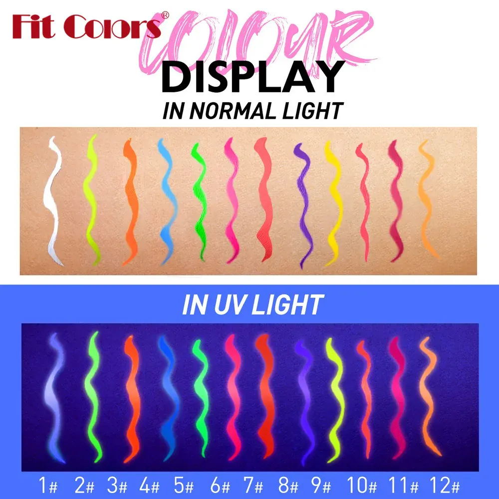 UV Fluorescent Glow Liquid Eyeliner Pen Waterproof Face Color Paint Neon Colorful Halloween Christmas Party Art Stage Eye Makeup