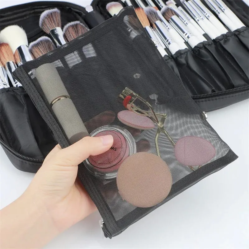 Makeup Brush Storage Bag Cosmetic Makeup Tools Handbag Large Capacity Makeup Brushes Storage Bags Comestic Tools Zipper Pouch — image 4