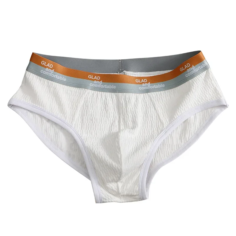 Summer New Men's Solid Color Cotton Briefs, Minimalist Breathable Thin Underwear, Trendy Trunks Male Bikini Underpants 3256812635450502