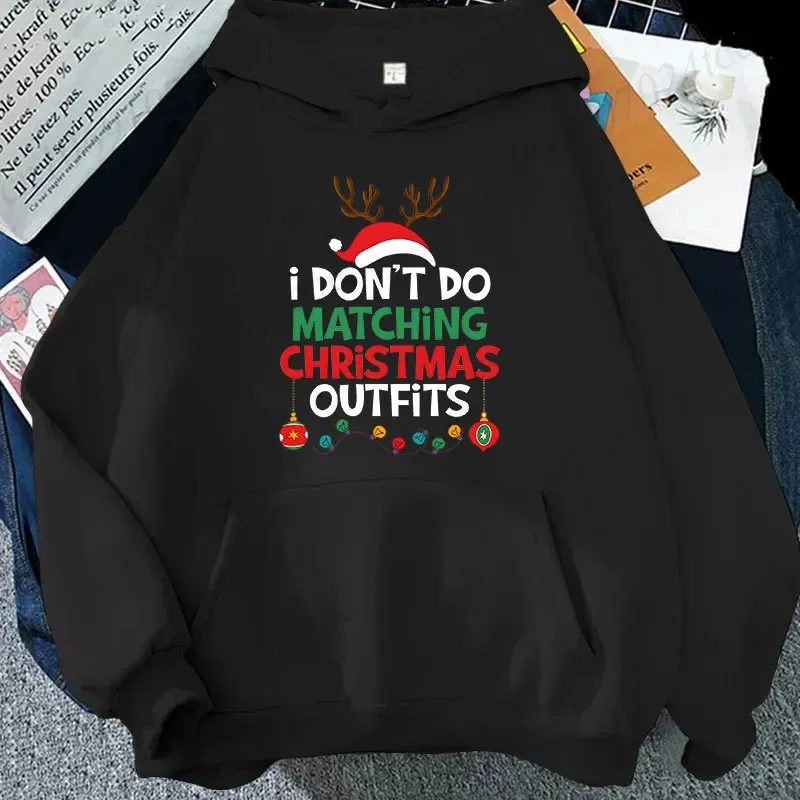 Casal natal combinando hoodies conjunto eu não faço combinando roupas de natal impressão camisolas natal festa de família combinando topos — image 4