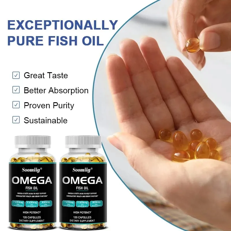 Kapsułki Omega 3 z olejem rybim 3300 mg Wysoka moc z EPA i DHA Wspiera energię Mózg Serce Stawy Oko Skóra i odporność Zdrowie — image 4