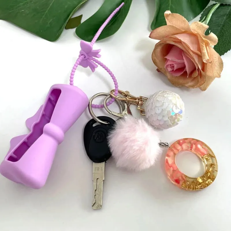 New Bow Candy Peanut Shape Silicone Lipstick Cover Keychains Solid Color Lipstick Storage Bag Light Weight Lip Balm Holder