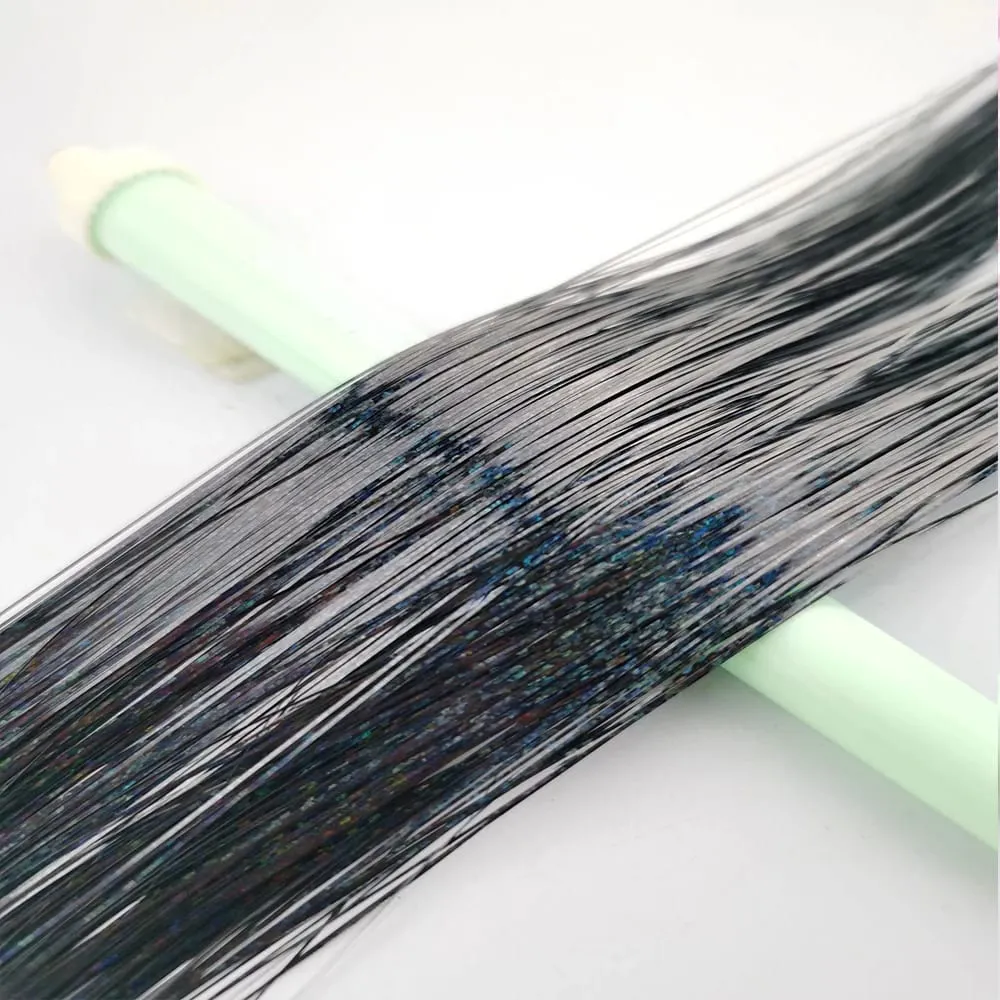 36/48Inch Sparkle Hair Tinsel Rainbow Colored Strands Girls Headwear Hairbinge Hair Laser False Hair Extensions Decor Glitter