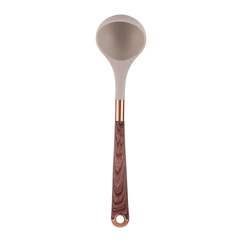 Silicone Kitchen Utensil Set 10 Pcs Cooking Utensil with Utensils Holder Wooden Pattern Handles Nonstick Cookware JT264