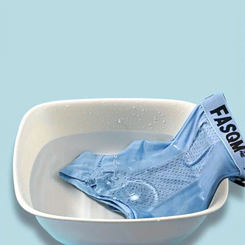 Boxer da uomo comodi e morbidi in seta ghiacciata da 1 pezzo, intimo da uomo a contrasto, costume da bagno elastico comodo e traspirante in rete