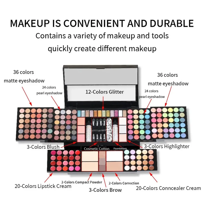 56Pcs Makeup Starter Kit Professional Makeup Set With Makeup Case Holiday Beauty Gift Set Starter Cosmetics Full Kits For Women — image 16