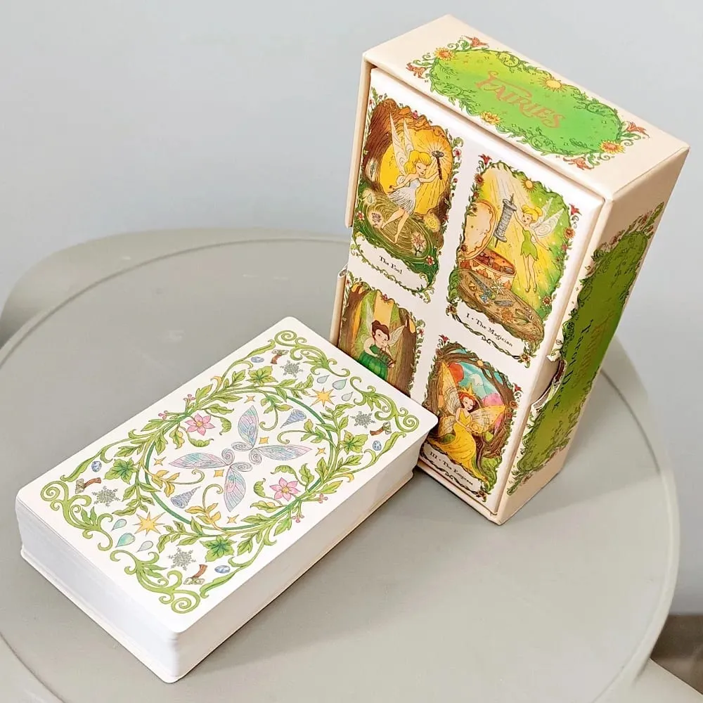 Fairies Tarot Deck in Rigid Box 12*7cm 78 Pcs Whimsical Fairy Themed Tarot Cards for Beginners Double-embossed Cardstock