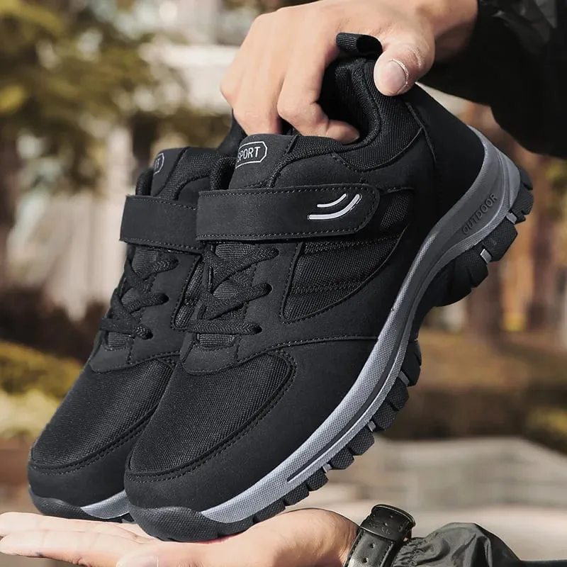 Men's Trendy Running Shoes With Hook And Loop Fastener Comfy Breathable Wear Resistant Shock Absorption Cushioned Sneakers