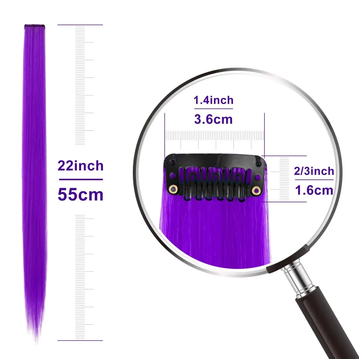 5Pcs Colored Synthetic Hair Extensions Rainbow Party Highlights Clip in Hair Extension for Christmas Girl Women Gift — image 4