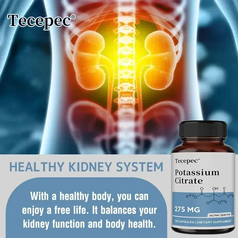 Potassium Citrate Capsules - Maintain Cell Function Strong Joints and Bone Health Regulate Blood Pressure Nerve Conduction