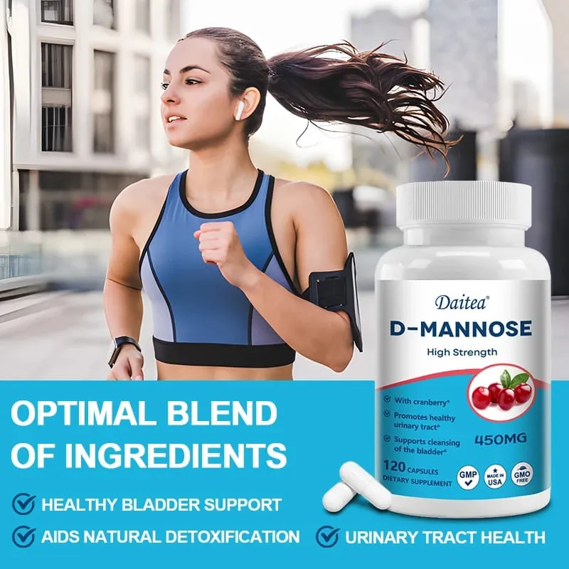 D-Mannose Capsules - with 1000mg Cranberry Extract - Cleanses Detoxifies Supports Urinary Tract Health