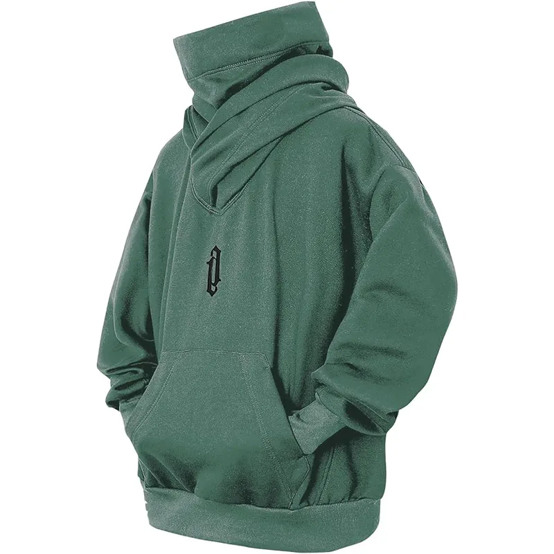 Thêu Cao Cổ Áo Quá Khổ Y2K Nam Nữ Hoody Nhật Bản Ninja Áo Khoác Mùa Thu Hip Hop Trang Bỏ Túi Dạo Phố