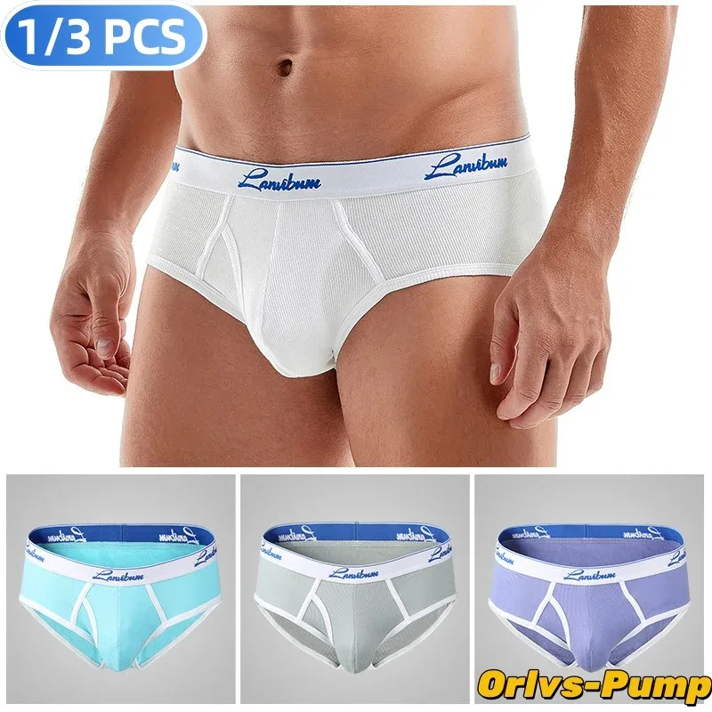 1/3 PCS New Men's Underwear Mid Waist Thread Cotton Breathable Solid Color Youth Underwear Men's Triangle Pants — image 12