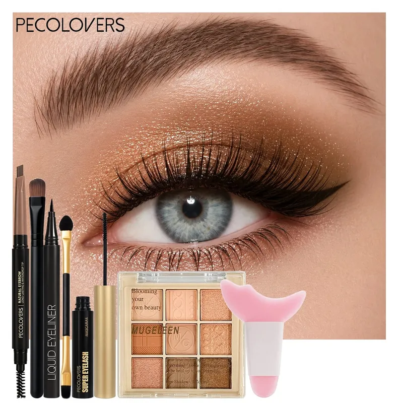7PCS/Set Eye Makeup Set‑ Multi‑textured with Pearlescent Matte and Glitter Finishes Ideal for Halloween Makeup Looks.