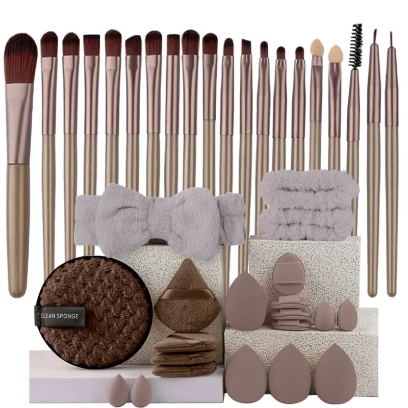 20pcs Makeup Brush Set Soft Fluffy Cosmetic Foundation Powder Eyeshadow Kabuki Blending Make Up Brush Beauty Tool Makeup Sponge