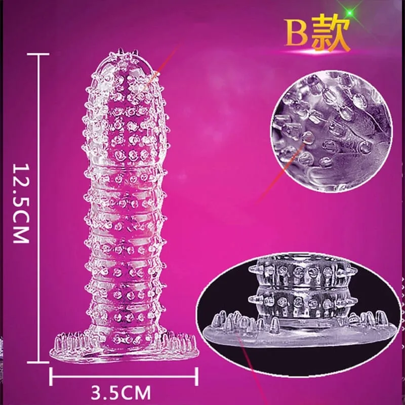 Adult Penis Sleeve Reusable Condoms Sex Toys for Men Delay Ejaculation G Spot Stimulation Safer Contraception Cock Ring Extender — image 4