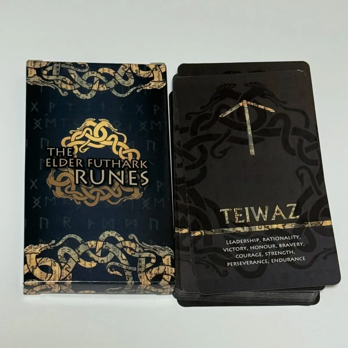 Elder Futhark Rune Cards with Meanings –25 Pcs Norse Mythology Oracle Cards for Fortune Telling & Meditation