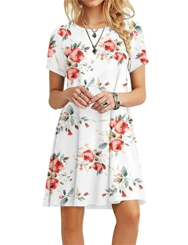 Leopard Pattern Women 3D Print Fashion Dresses Short Sleeve Summer Loose Casual Short Dress Streetwear Ladies Mini Dress