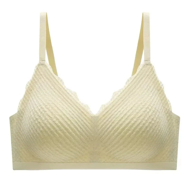 Women Lace Seamless Wireless Bra Thin‑Section Spaghetti Strap Back Non‑Slip Gathered Lingerie For Small Chest — image 9