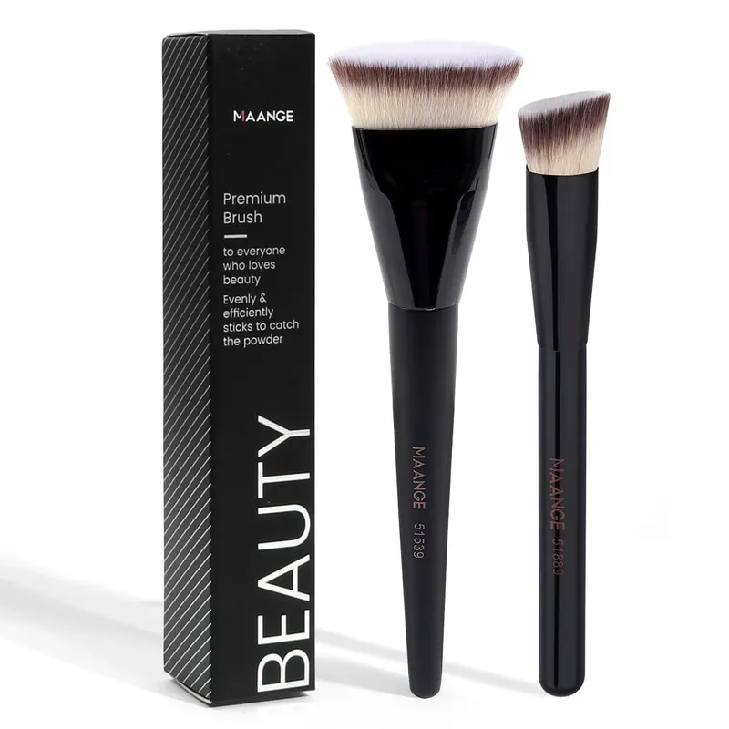 2PCS Flawless Makeup Brush Flat/Angle Foundation Contour Brush Under Eyes Makeup Brush for Liquid Cream Beauty Tools