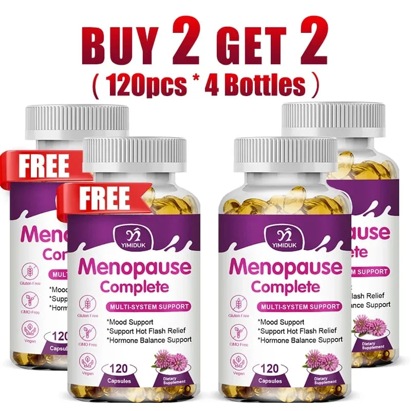 Buy 1 Get 1 Free! Menopause Complete Supplement for Hot Flash Relief Hormone Balance & Mood Soothes Joint Discomfort Vegan