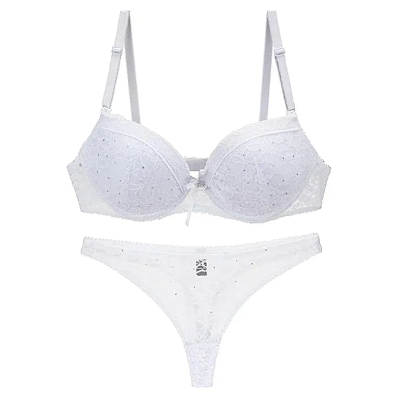 2024 Sexy Bra Sets Push Up Lace Lingerie 34/75 36/80 38/85 40/90 42/95 BCDE Cup White Pink Blue Khaki Green Violet Underwear