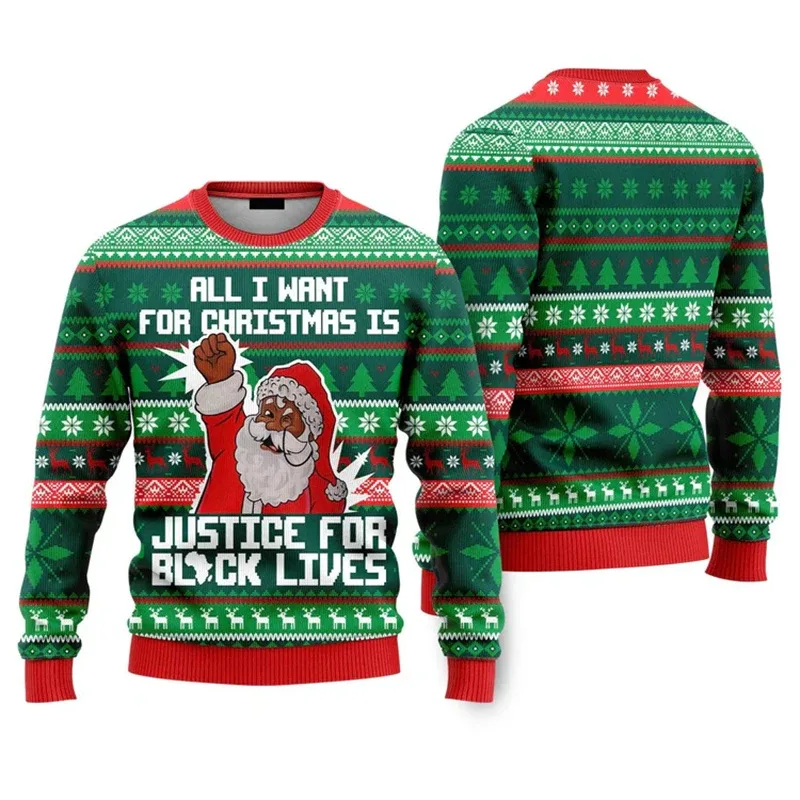 New 2026 Ugly Christmas Sweater Men Santa Claus Pattern Pullovers Women 2026 New Year Merry Christmas Crew Neck Sweatshirts