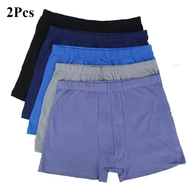 2Pcs 100 Cotton Men's Boxer Shorts Soft Breathable Underwear Big Tall Sizes 8XL-10XL Comfortable Plus Size Underpants for Men