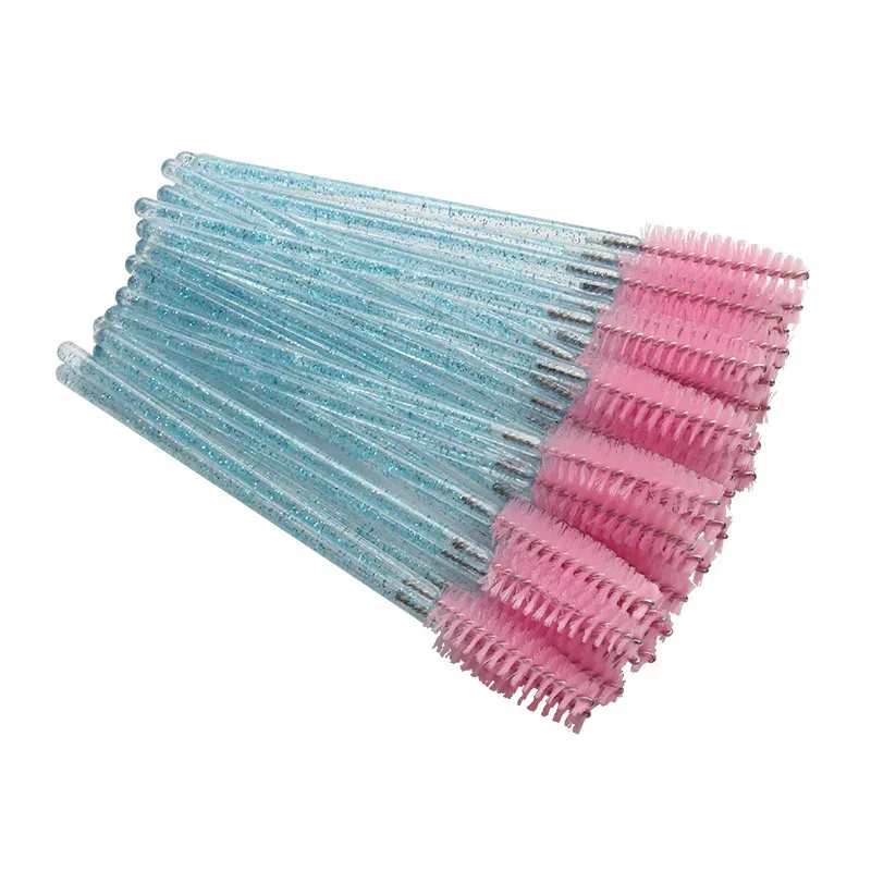 50Pcs/Pack Disposable Micro Eyelash Brushes Mascara Applicator Wand Brushes Comb Eye Lashes Brush Makeup Tools Gold Handle